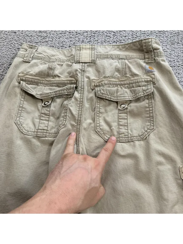 Carhartt Relaxed Fit Cargo Pants Womens 4 Regular Tan Workwear Utility Hiking - Image 8