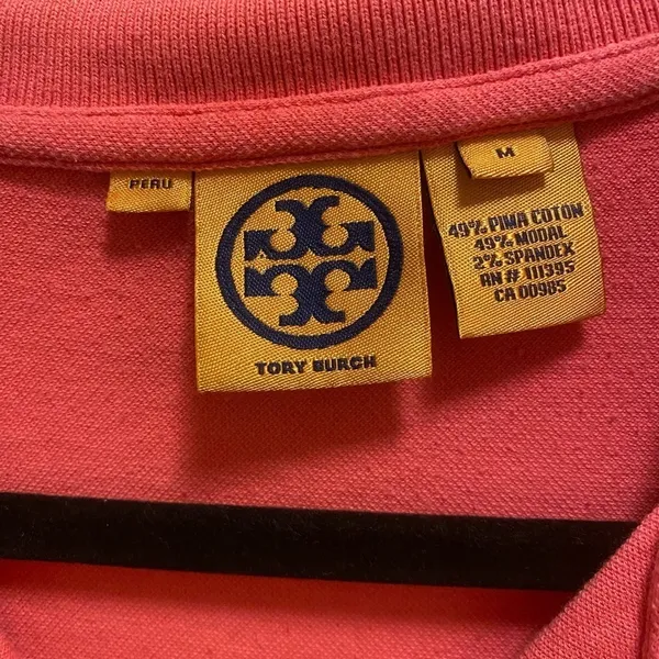 Tory Burch Pink Short Sleeve Polo Shirt With Gold Logo Buttons - Image 4