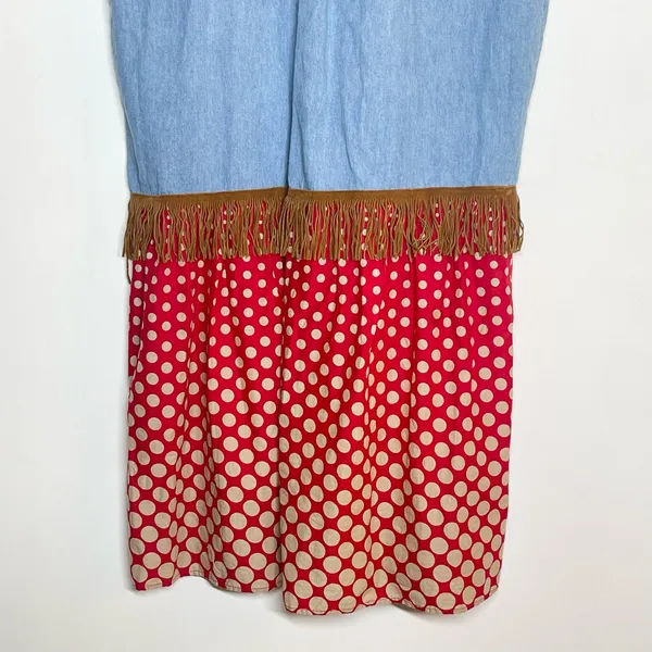 Vintage Details Express Tunic Shirt Women's Size Large‎ Blue Chambray Fringe 90s - Image 6