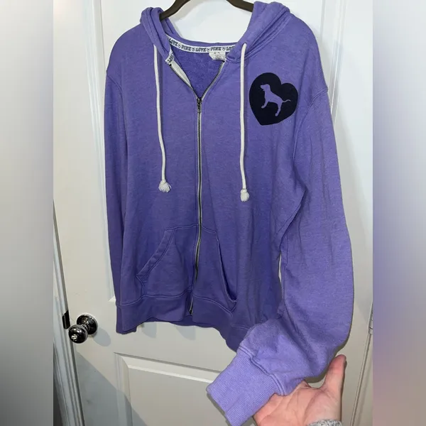 PINK by Victoria’s Secret Y2K Oversized Preppy Pockets Hooded Full Zip Jacket M - Image 11