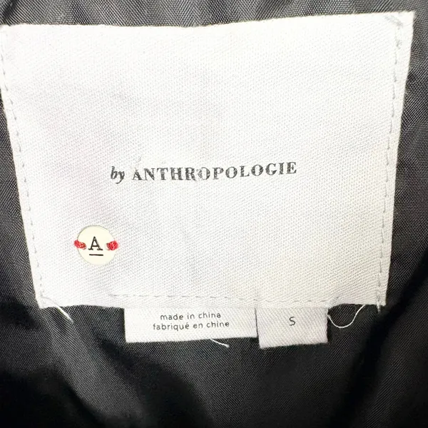 Anthropologie Faux Leather Puffer Vest Black Cropped Full Zip Pockets Size Small - Image 5