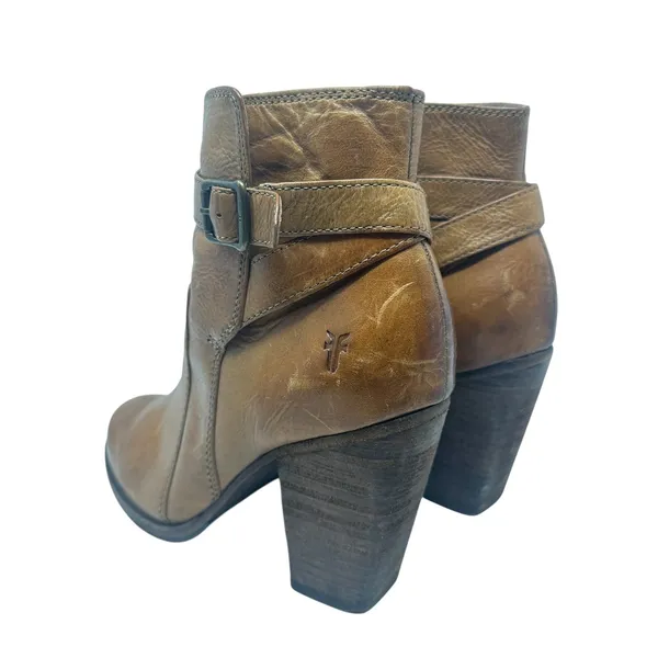 Frye Patty‎ Riding Bootie Brown Leather Harness Ankle Boots Heel Womens 7.5M - Image 12