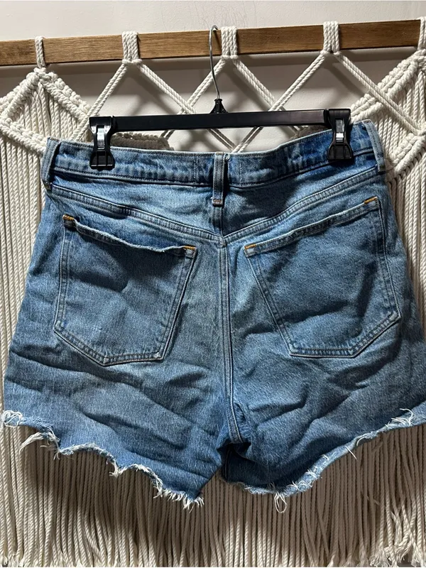 Abercrombie & Fitch Faded Blue High-Rise Cutoff Denim Shorts - Image 5