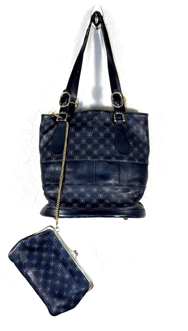 VINTAGE Valentino Garavani Monogram Tote Shoulder Bag & Matching Pouch Clutch - Image 2