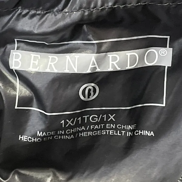 Bernardo Black Long Sleeves Front Zip Quilted Hooded Puffer Coat Jacket Size 1X - Image 4