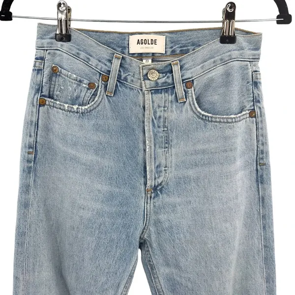 Agolde Jamie Jeans High Rise Classic Denim Shakedown Light Wash Blue Size‎ 23 - Image 4