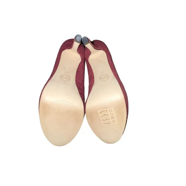 Michael Kors Platform Heals Womens 6M Used Burgundy Suede Heels - Image 8