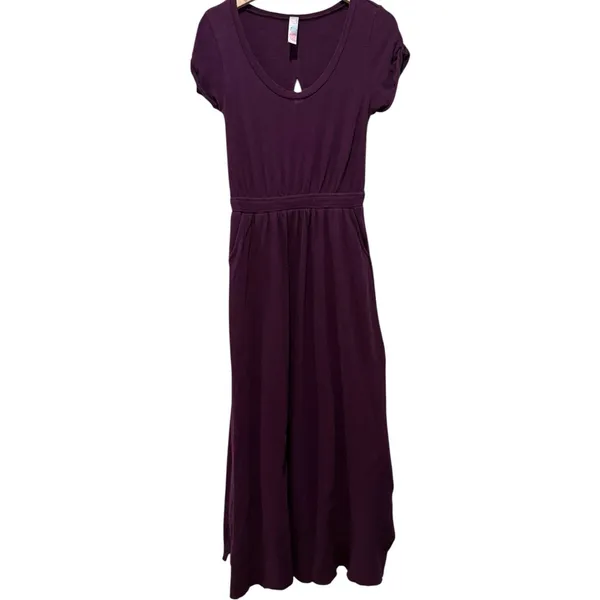 Free People Beach Andrina Maxi Dress Sz S Eggplant Purple Boho Coastal Side Slit - Image 3