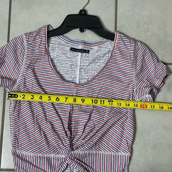 Abercrombie & Fitch Women Striped Crop Top‎ Twist Knot Size M. - Image 6