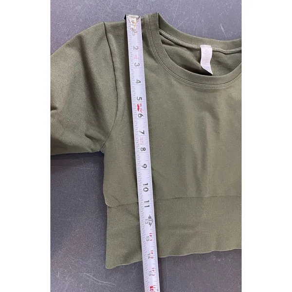 Offline by Aerie S Army Green Seamless Ribbed Long Sleeve Cropped Top - Image 6