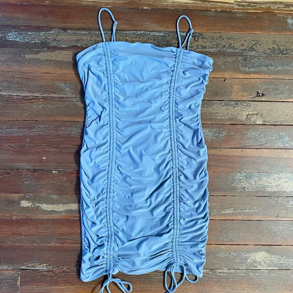 IRIS Ruched Adjustable Baby Blue Spaghetti Strap Mini Dress - Sz 1X 💛🎀 - Image 8