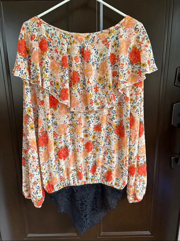 NWT Free People Say It To Me Floral Ruffled Bodysuit Size Medium - Image 10