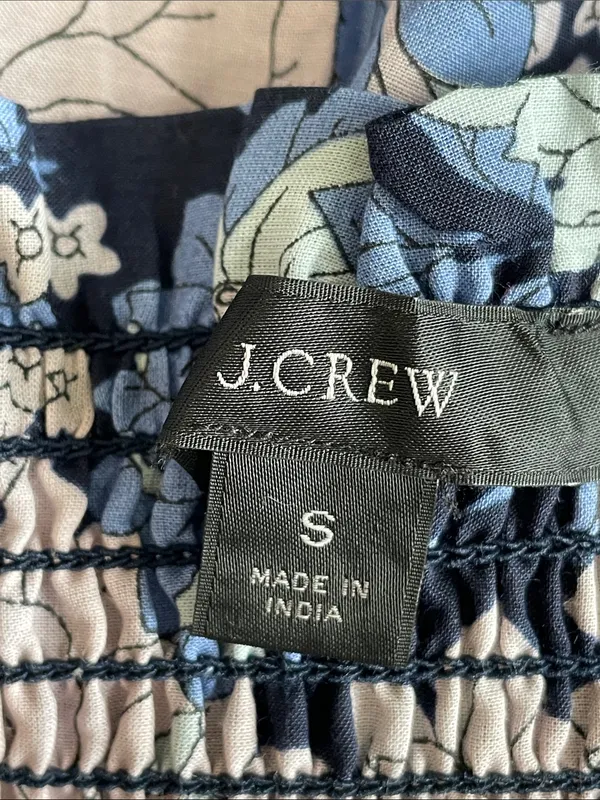 J. Crew Navy Floral Puff-Sleeve Square Neck Top - Image 5