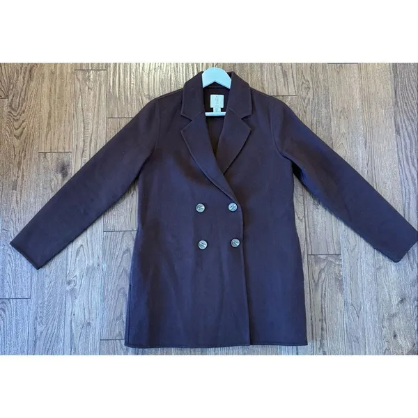 Joie brown wool double breasted peacoat size small - Image 7