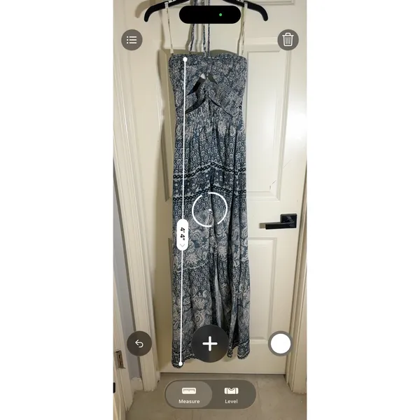 Shore Brand Blue Paisley Cotton Halter Maxi Dress Smocked Cutout Shell Tassels M - Image 2