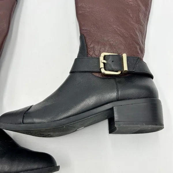 Vince Camuto Leisha Brown Black Leather 6.5 M 36.5 Knee High Riding Boots - Image 2