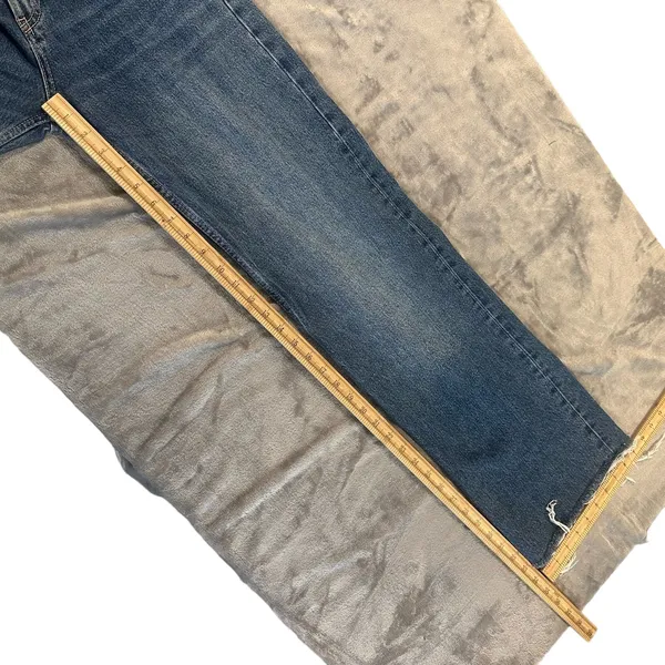 Zara Jeans Size 2 Wide Straight Leg Long High Rise Raw Hem Rigid Denim Cotton - Image 14
