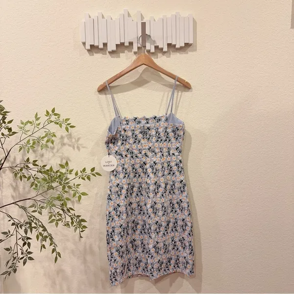 Lost + Wander Breath of Youth Scallop Pencil Skirt Midi Dress Light Blue Floral - Image 5