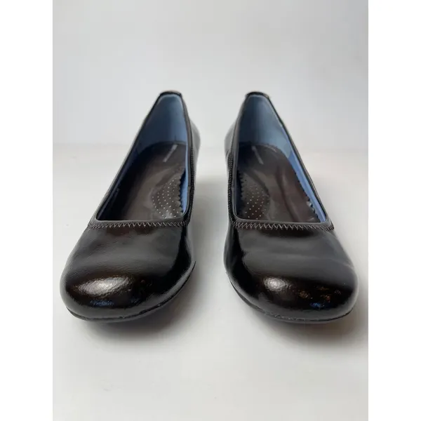 Rockport Shoes Women 9 Brown Leather Dynamic Suspension Wooden Heel Pumps Career - Image 5