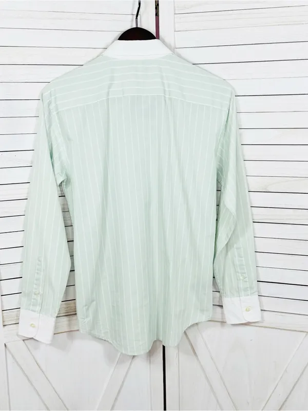 Lauren Ralph Lauren Pinstripe Button Up‎ Shirt Green White Size 6 Preppy Oxford - Image 8