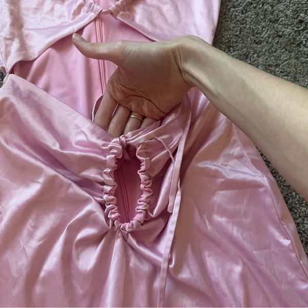 Tic Toc Chic Pink Satin Mini Dress - Image 3