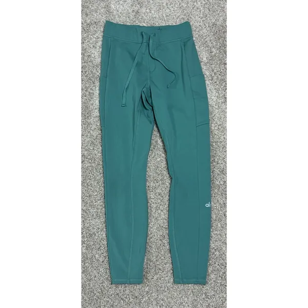 Alo Yoga Checkpoint 7/8 Leggings High Waist Drawstring Pockets Ocean Teal Sz XS - Image 3