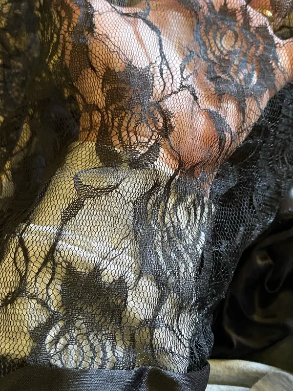 Unbranded satin silky floral lace front panel slip lingerie chemise black size M - Image 3