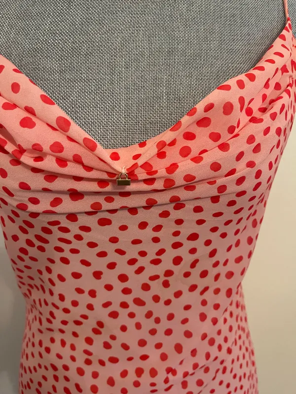 Runaway Clothes Mini Pink Dress with Red Polka Dots. Size Small - Image 3