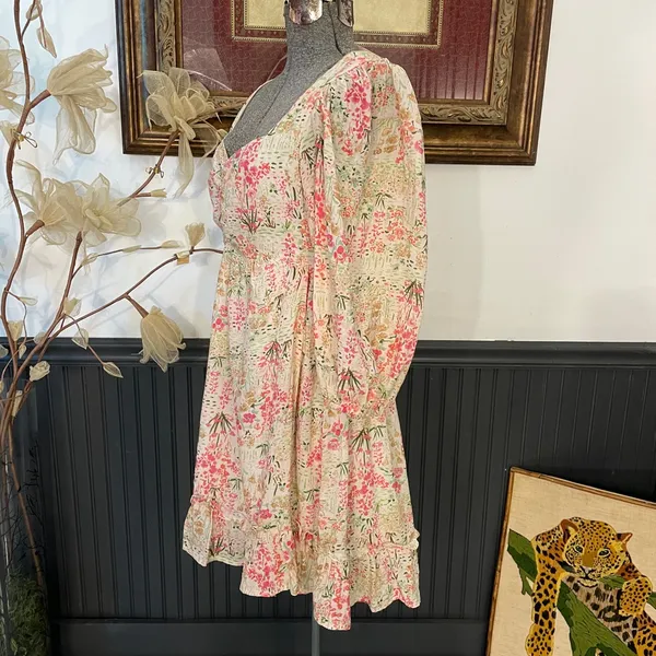 Meet Me In Santorini Floral Puff Sleeve Babydoll Cottagecore Mini Dress - XS 💚🎀 - Image 7