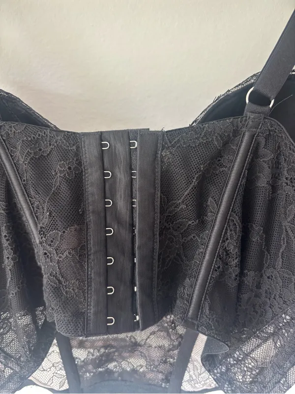 Victoria’s Secret Dream Angels Heritage Ribbon Slot Corset Bra Black Link Lace - Image 8