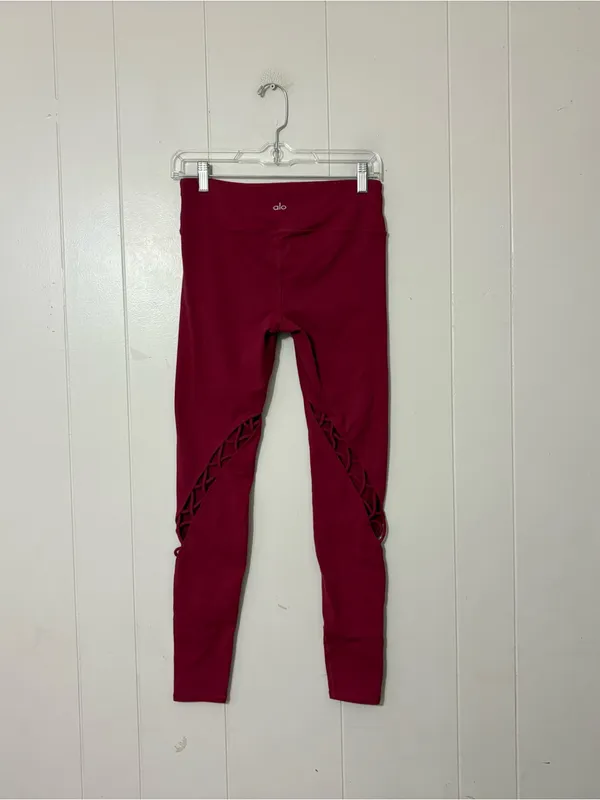 Alo Yoga Entwine High Rise Leggings Red Criss Cross Cutout Size Small S - Image 6