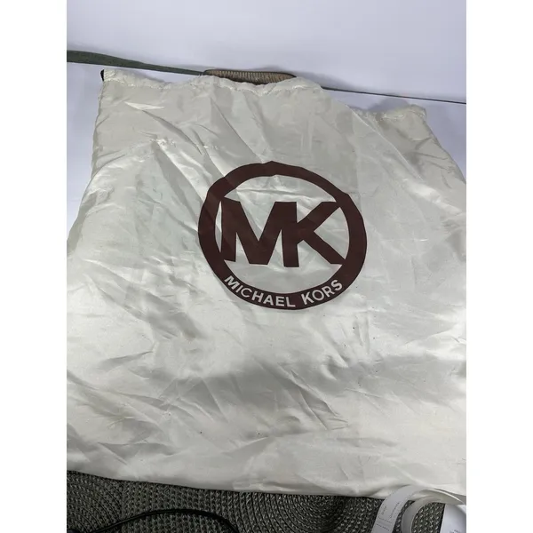 Michael Kors MK Logo Black Tote Bag Zip Gold Beige Straps Dust Bag - Image 16
