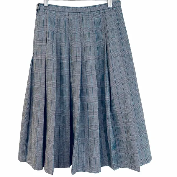 PENDLETON Houndstooth 100% Wool Pleated Skirt Size 10 - Image 4