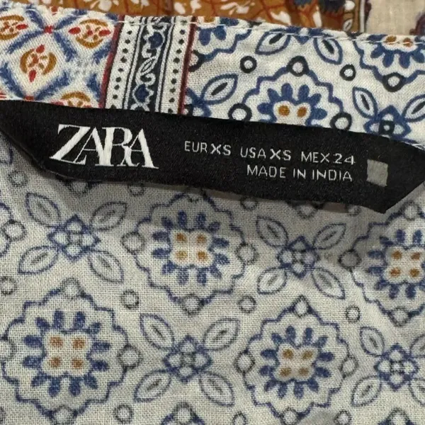 Zara Patchwork Belted Shirt Dress Women’s XS - Image 3
