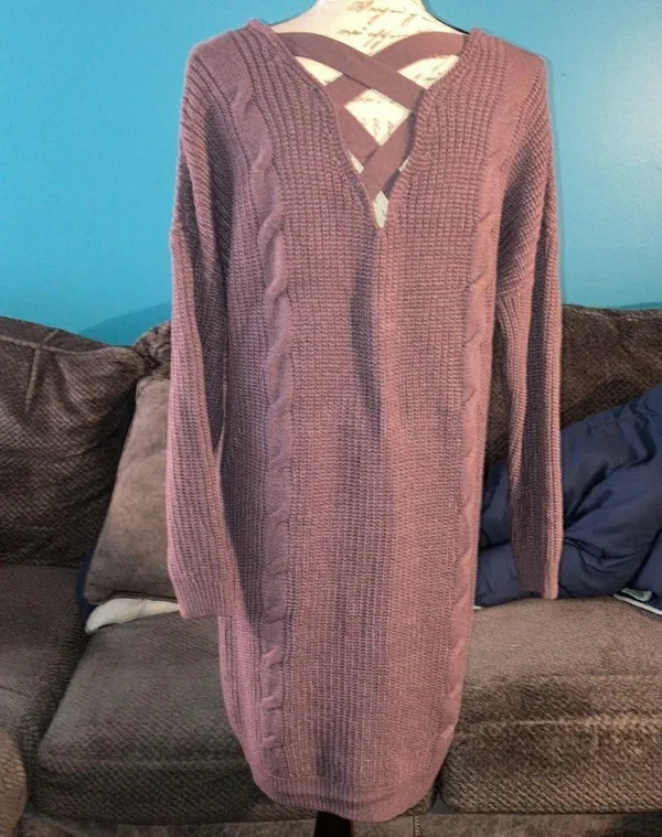Full Circle Trends V-Neck Sweater Dress, 1X - Image 4