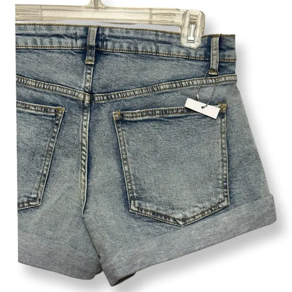 WeWoreWhat Jean Shorts Whiskered Cuffed Hem Jorts Distressed Blue 24 NWOT - Image 6