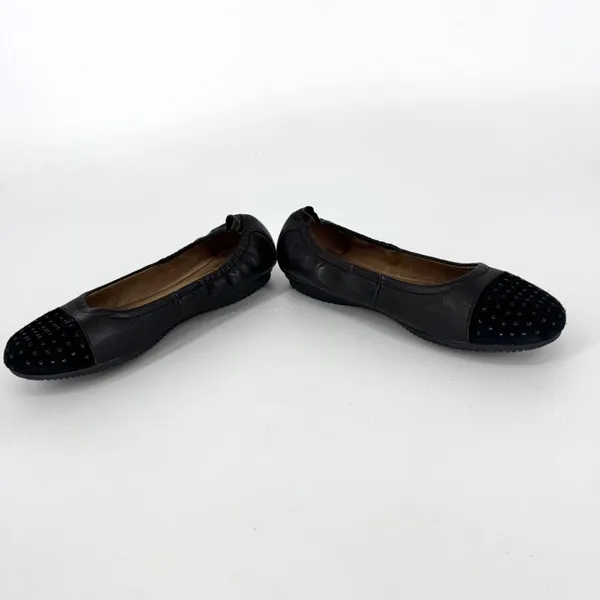 Josef Seibel Pippa Leather Ballet Flats Black Stud‎ Suede Cap Toe Size 36 US 5.5 - Image 5