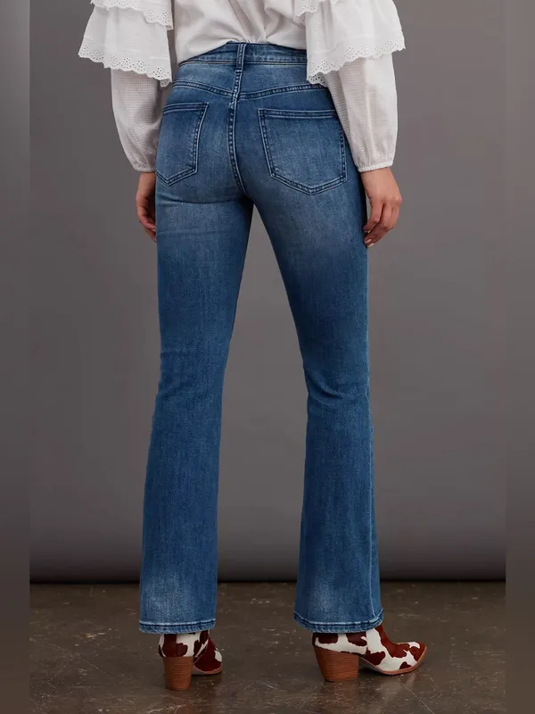 Pilcro Anthropologie High Rise Flare Jeans Womens 25 Medium Wash Stretch‎ Denim - Image 2