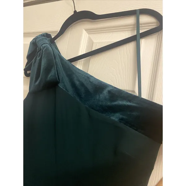 Lauren Ralph Lauren‎ One Shoulder Velvet Bow Dress Womens Size 16 Green Cocktail - Image 4