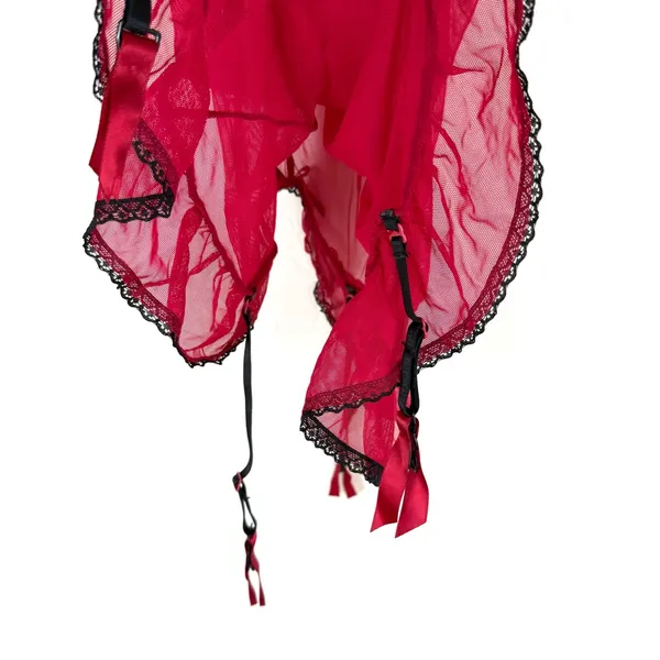Frederick's of Hollywood Red Lace Babydoll Garter Lingerie Top - Image 6