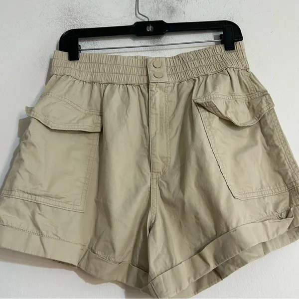 Abercrombie & Fitch High Rise Cargo Utility Cotton Shorts Tan Neutral Medium - Image 5
