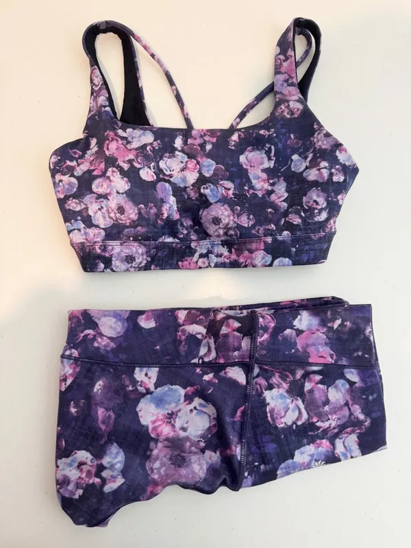 Athleta‎ Matching Set Size XS Floral Leggings Sports Bra Outfit Soft Bloomcore - Image 3