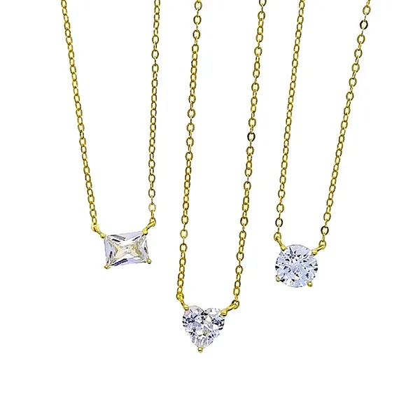 NEW Minimalist Gold Necklace with Simulated‎ Diamond Emerald Cut Pendant, 16-18” - Image 3