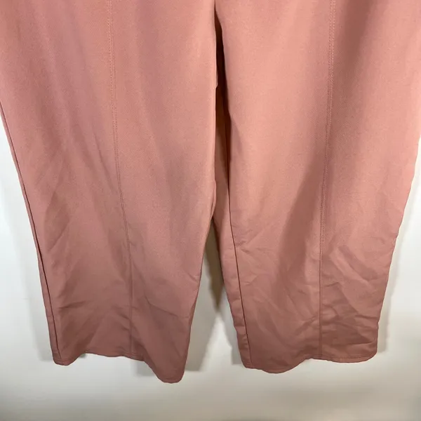 Avec Les Filles Womens Dusty‎ Rose Cropped Wide Leg Seam Front Trousers Size 6 - Image 4