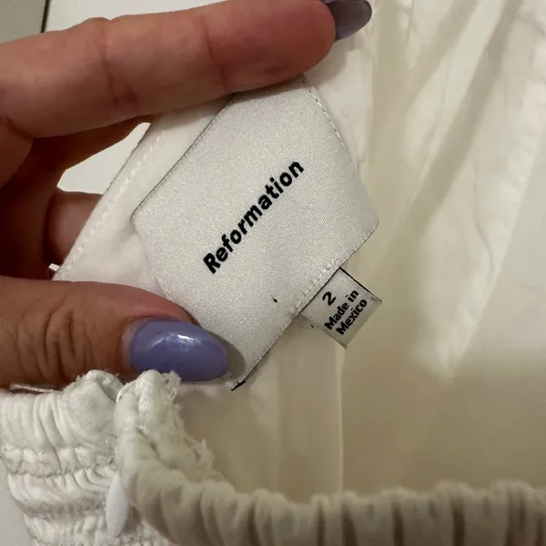Reformation | NWT Women's White Halter Midi Smocked Bessi Cocktail Dress, Size 2 - Image 10