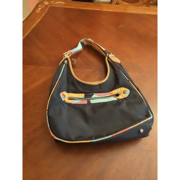 Kipling Delano Clutch Bag Black Orange Shoulder Bag - Image 2