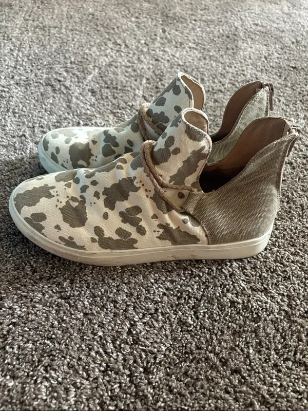 Very G Canvas High-Top Slip-On Sneakers in brown cow print - Image 2