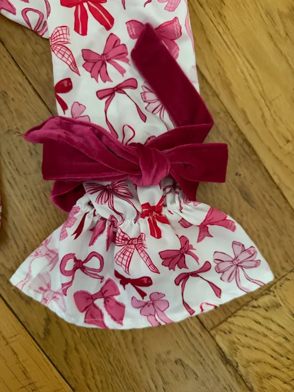 S - SIMPLY SOUTHERN Collection - Pink bows Button-Up Pajama Set - Image 5