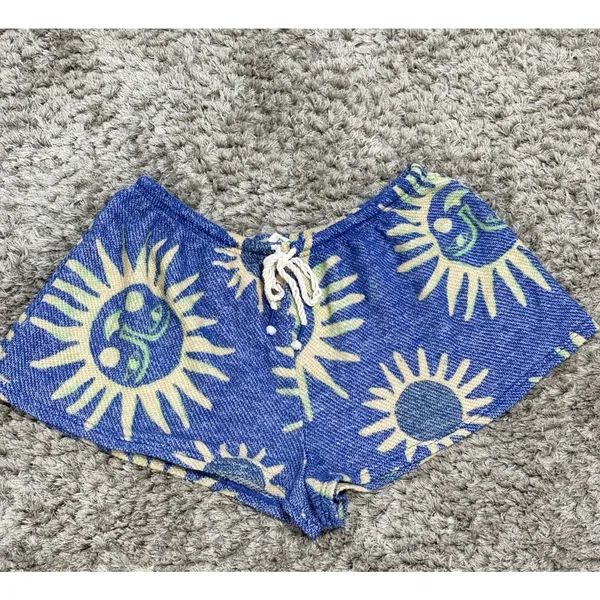 Out From Under Ellie Sweatshorts Blue Celestial Sun Drawstring Boho Loungewear M - Image 3