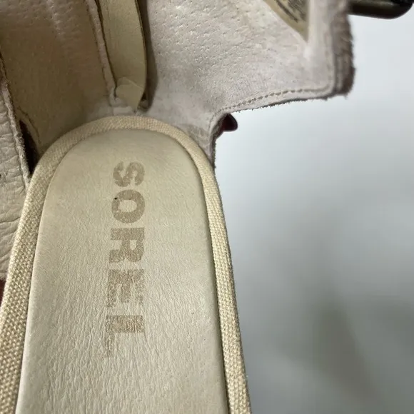 Sorel Women's‎ Beige Suede Wedge Ankle Strap Zip Sandals Size 8.5 - Image 7